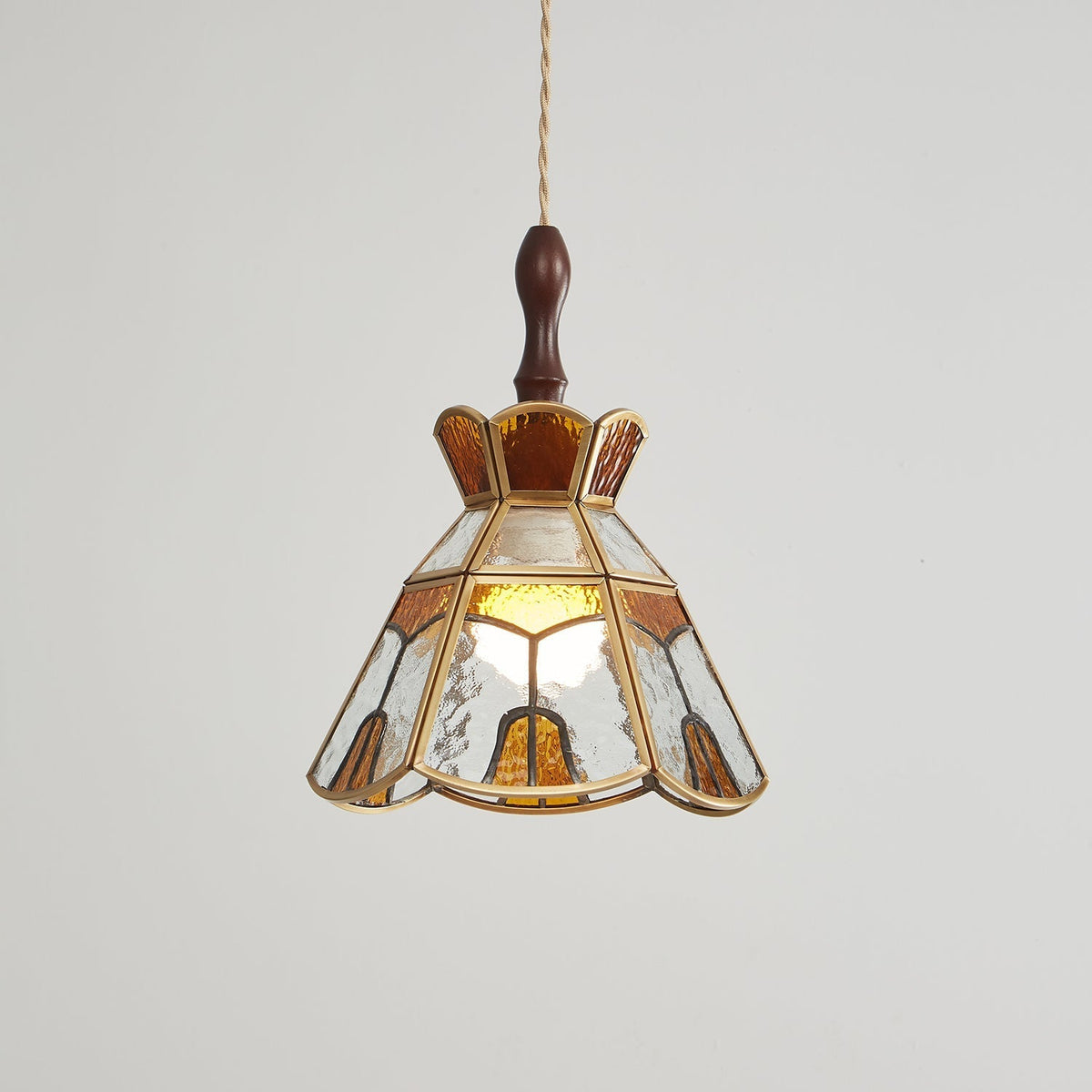 Creshen Pendelleuchte aus Holz und Glas im Vintage-Stil