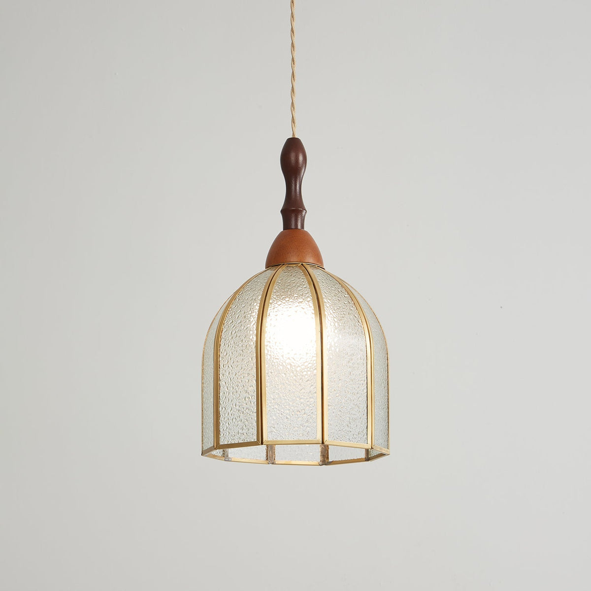 Creshen Pendelleuchte aus Holz und Glas im Vintage-Stil