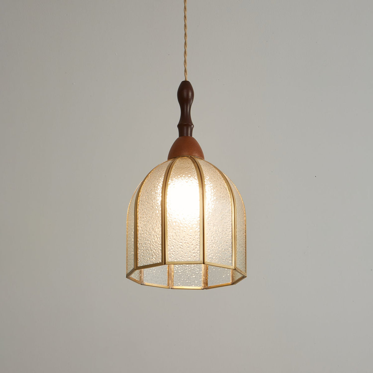 Creshen Pendelleuchte aus Holz und Glas im Vintage-Stil