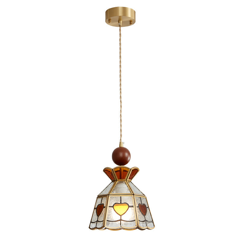 Creshen Pendelleuchte aus Holz und Glas im Vintage-Stil