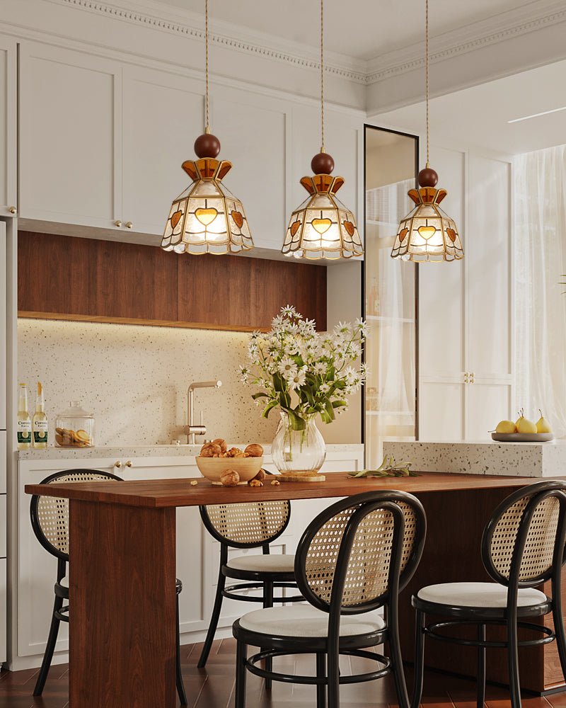 Creshen Pendelleuchte aus Holz und Glas im Vintage-Stil