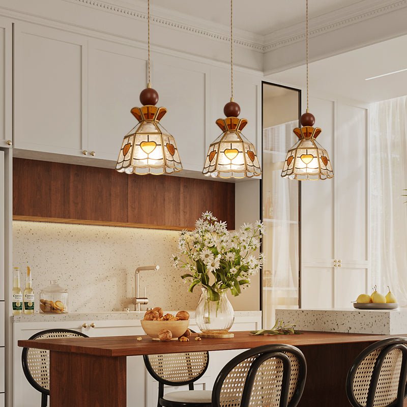Creshen Pendelleuchte aus Holz und Glas im Vintage-Stil