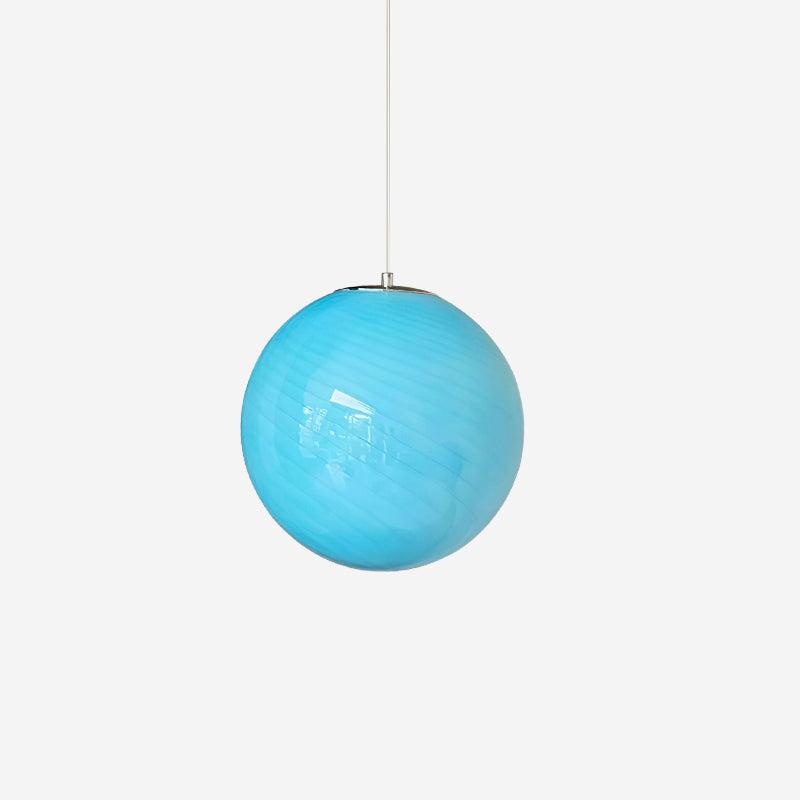 Dorvian Pendelleuchte aus Glas mit Kugelschirm in Blau – zeitgenössisch