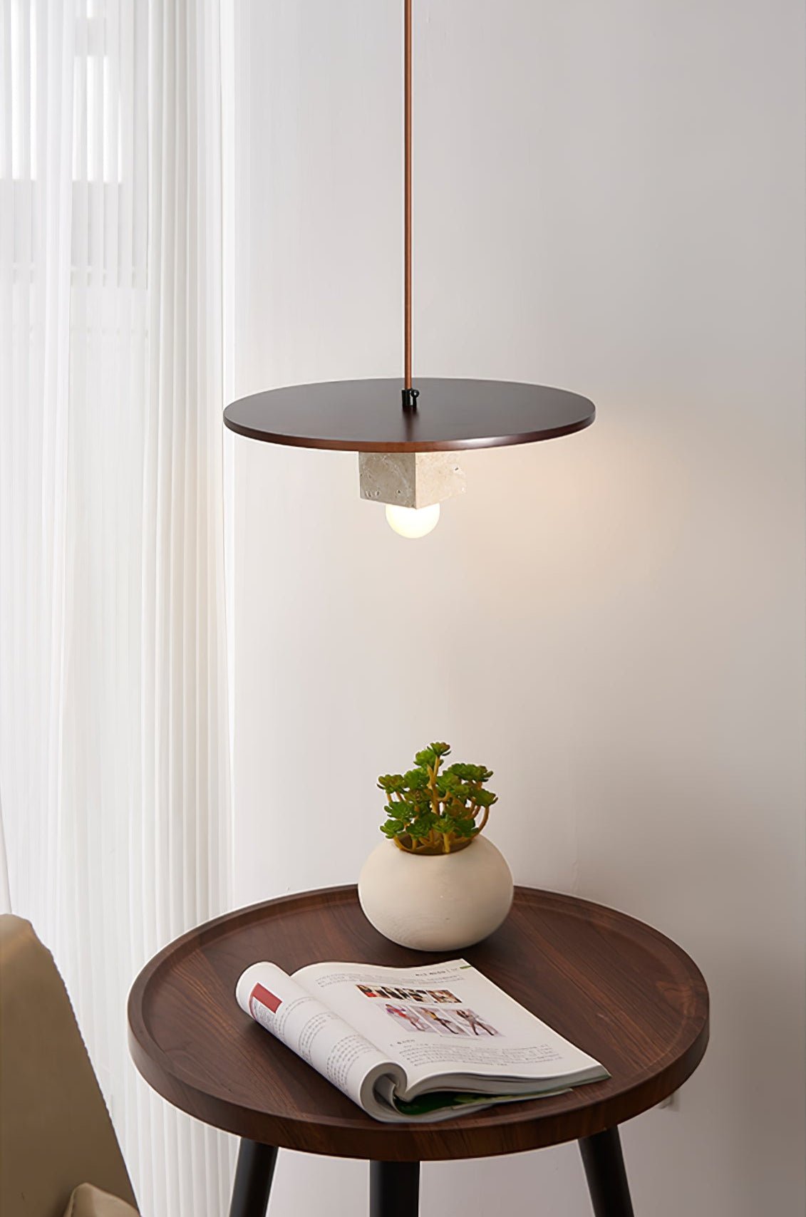 Sarix Geometrische Pendelleuchte aus Travertin