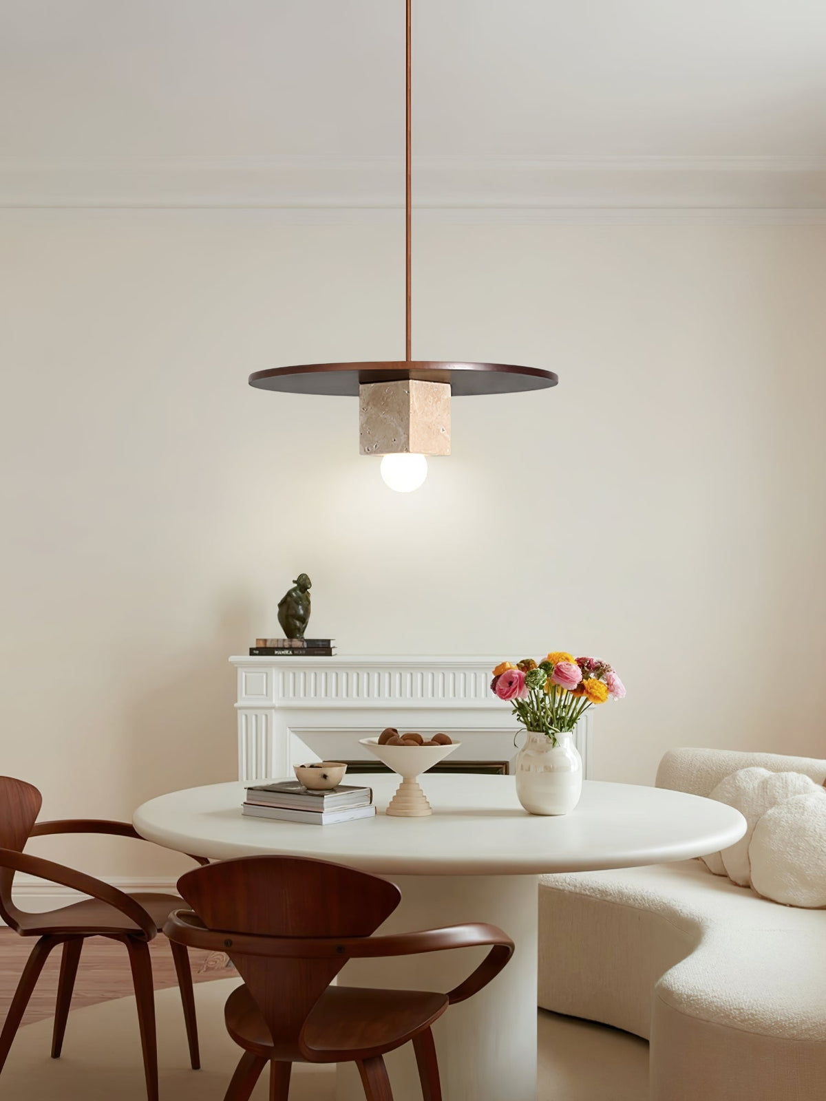 Sarix Geometrische Pendelleuchte aus Travertin