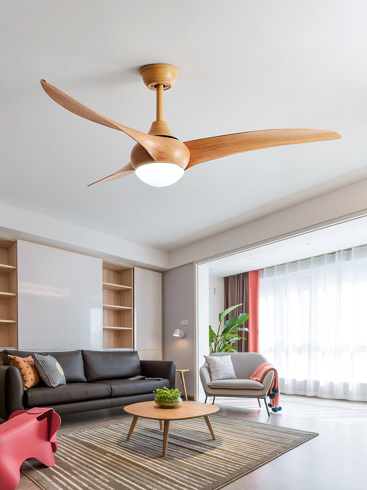 Selerena Deckenventilator mit Beleuchtung in natürlicher Tradition