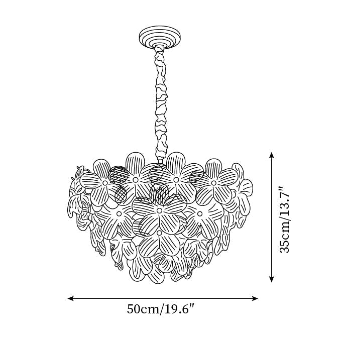 Cavine Kronleuchter aus rosa Glas in Blumenform