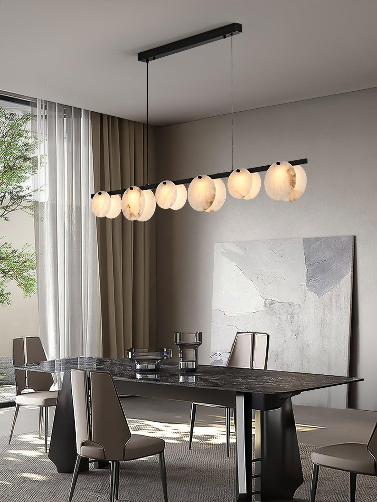Olirel lineare Pendelleuchte aus Alabaster