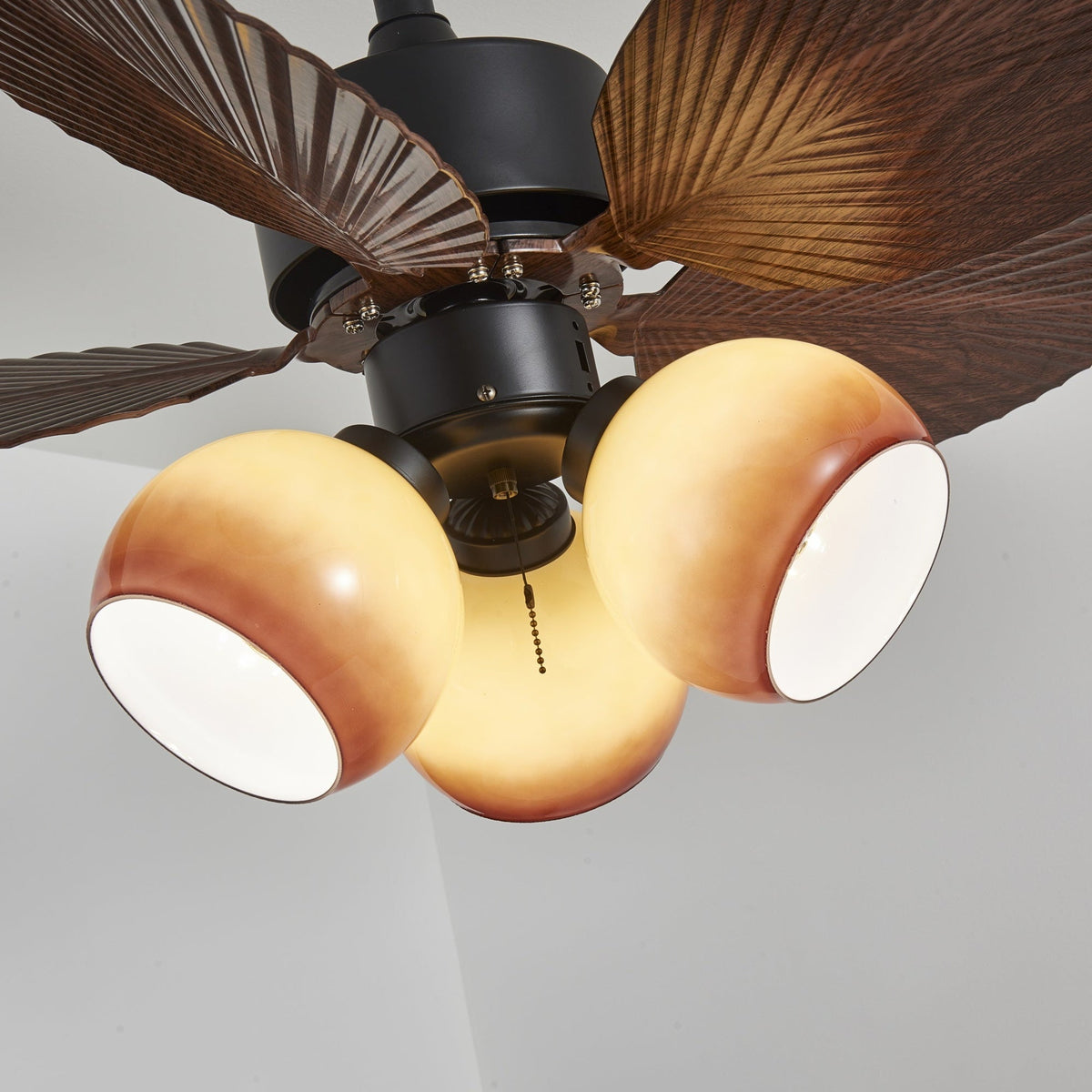 Rinaleria Vintage Holzaufsatz Deckenventilator mit Beleuchtung