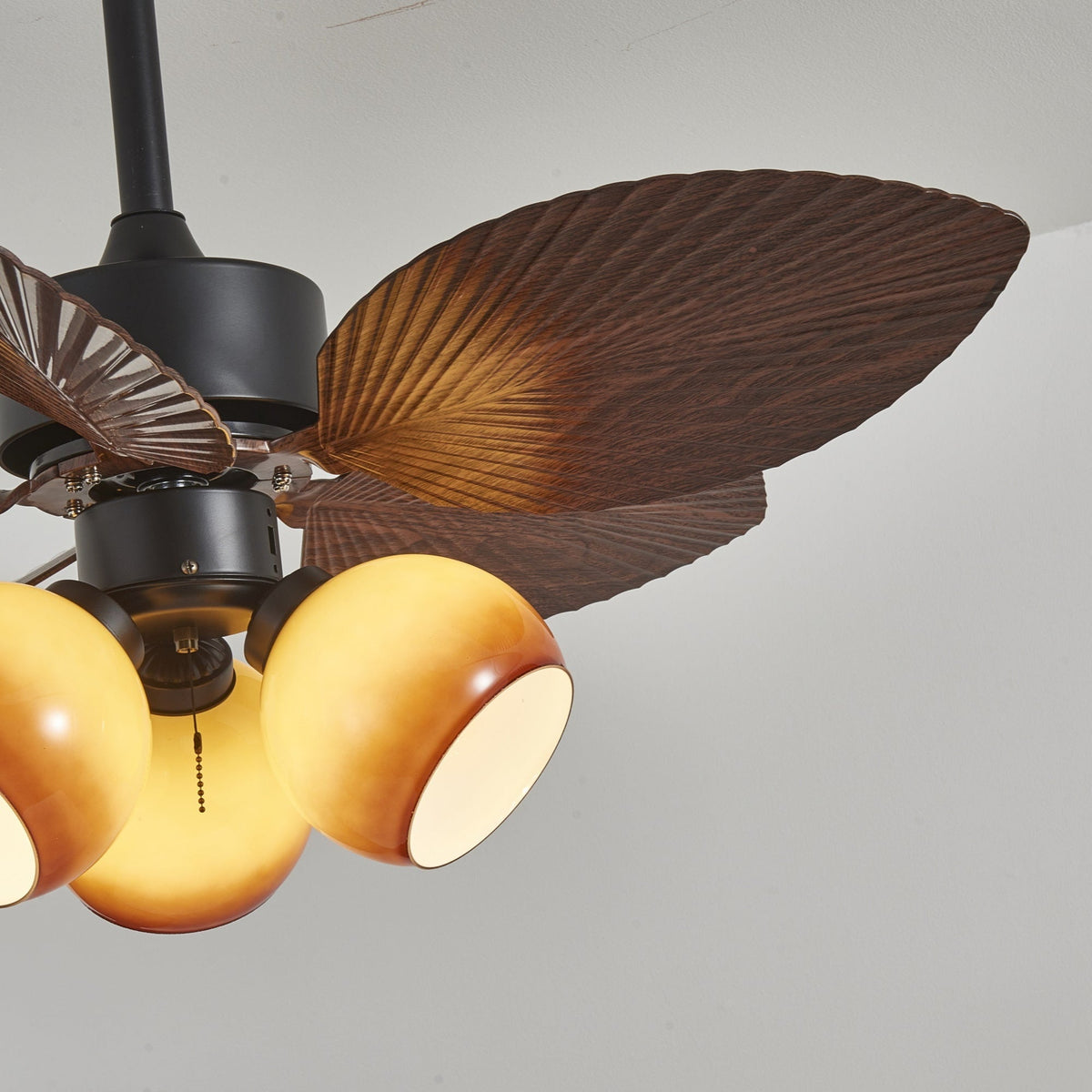Rinaleria Vintage Holzaufsatz Deckenventilator mit Beleuchtung