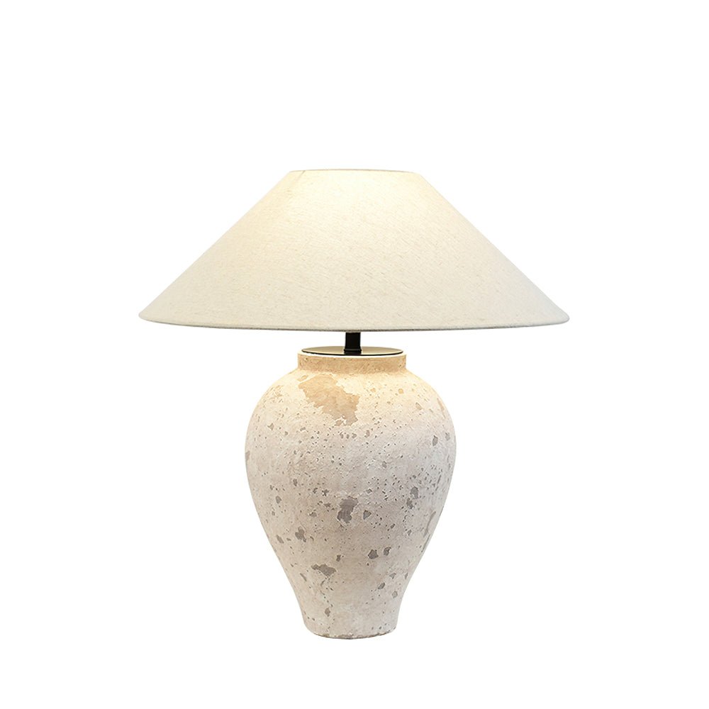Solix Tischleuchte aus Keramik und Stoff in Beige