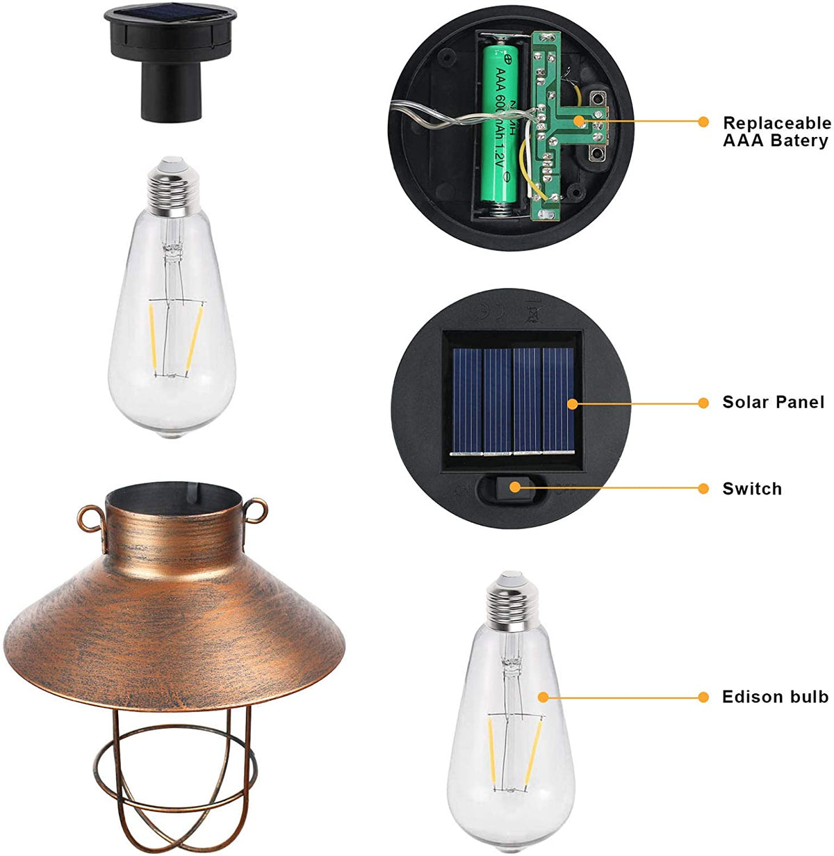 Shepherd Hook Laterne Hängendes Solarlicht
