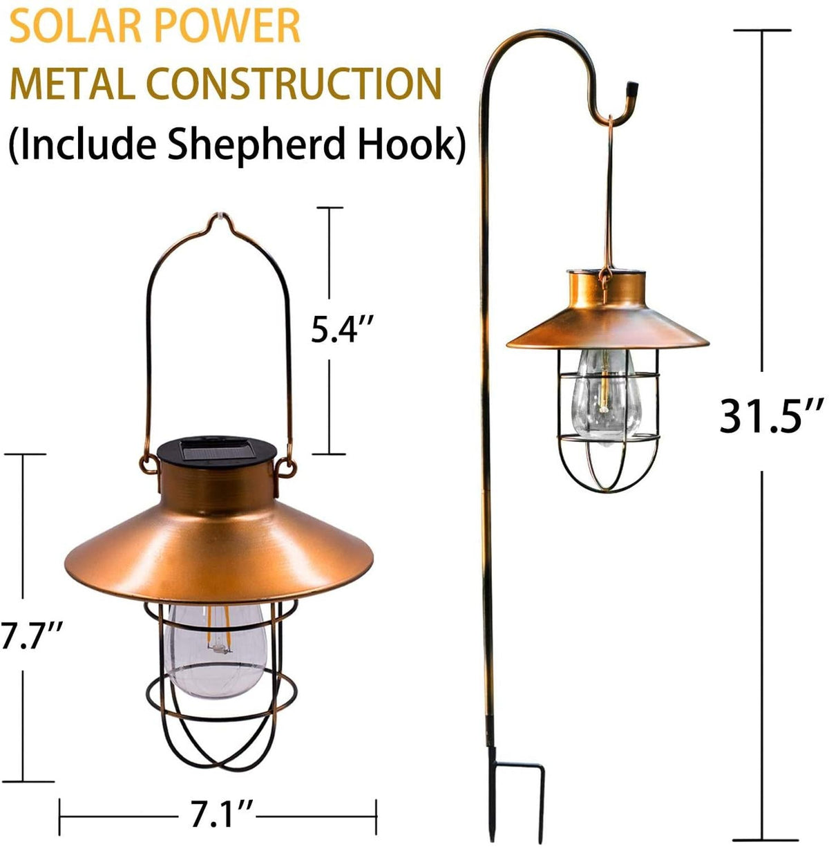 Shepherd Hook Laterne Hängendes Solarlicht
