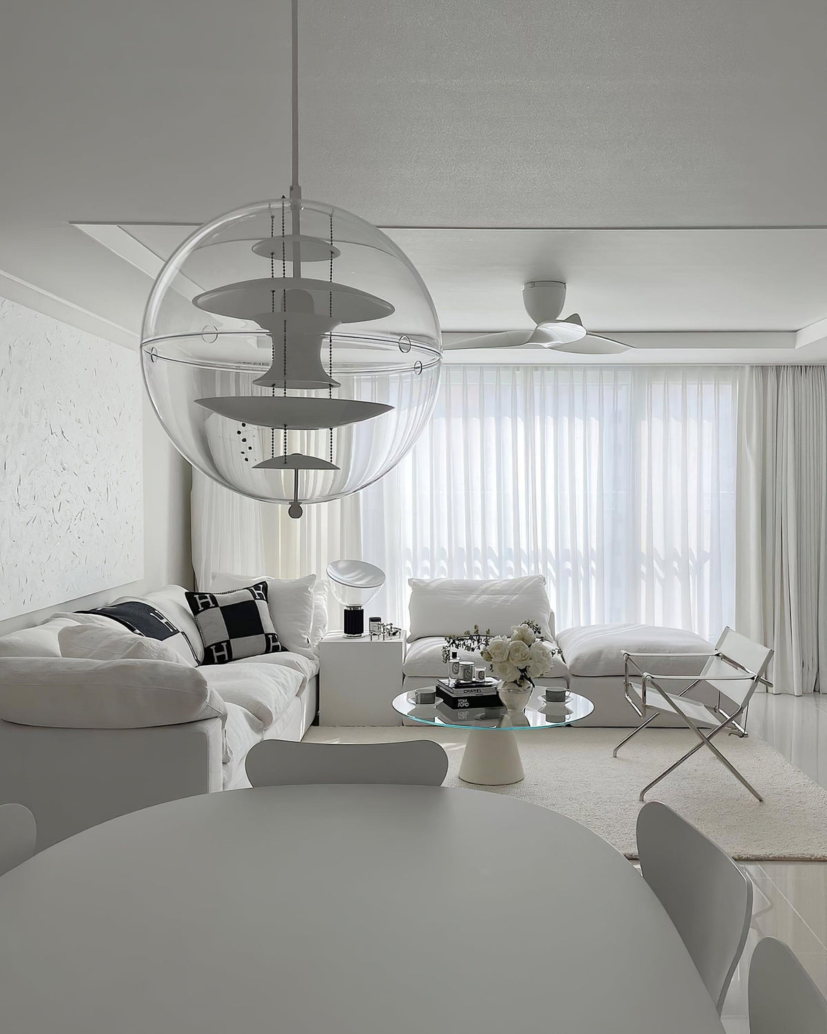 Pendelleuchte Floating Geometrische Schichten Klar Kugel Futuristisch modern