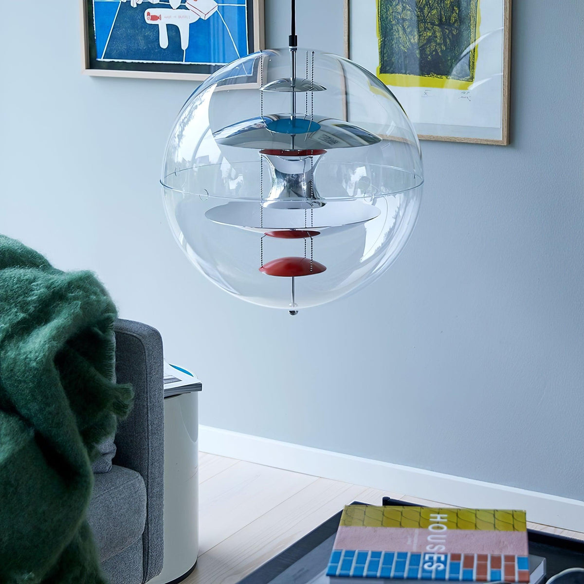 Pendelleuchte Floating Geometrische Schichten Klar Kugel Futuristisch modern