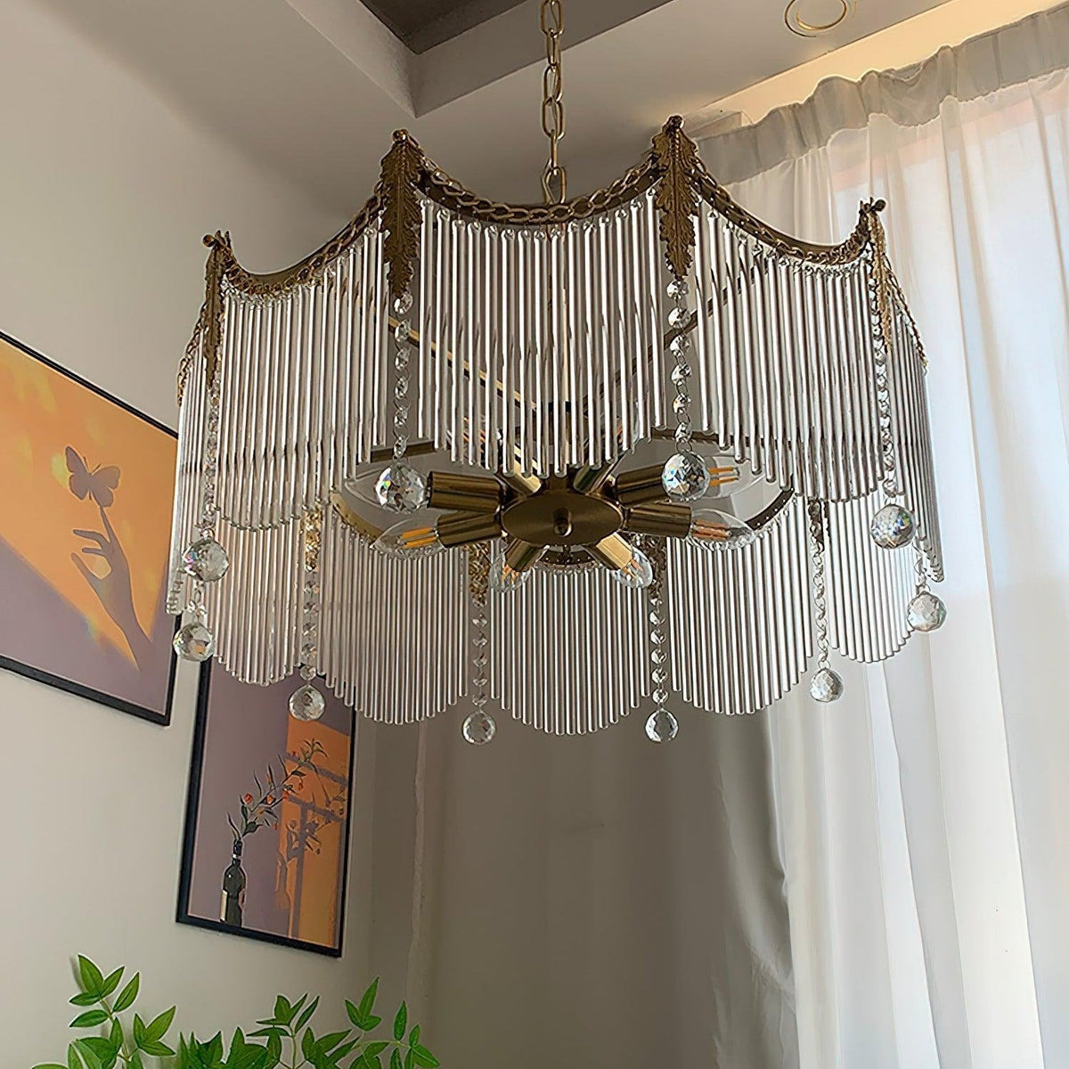 Elias Luxuriöse Glas-Kronleuchter im Landhausstil
