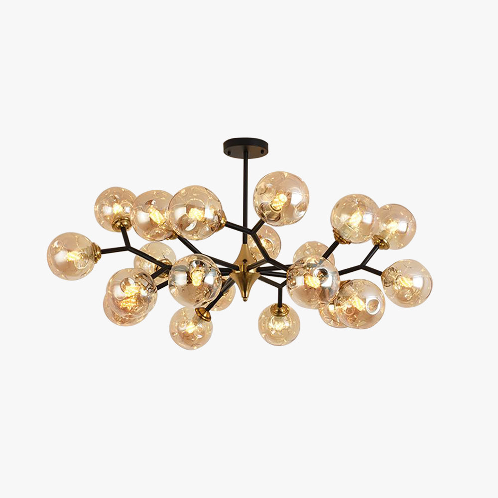 Valentina Industriale LED Kronleuchter Gold Schlaf/Wohnzimmer Glas Metall mit 4 Größen