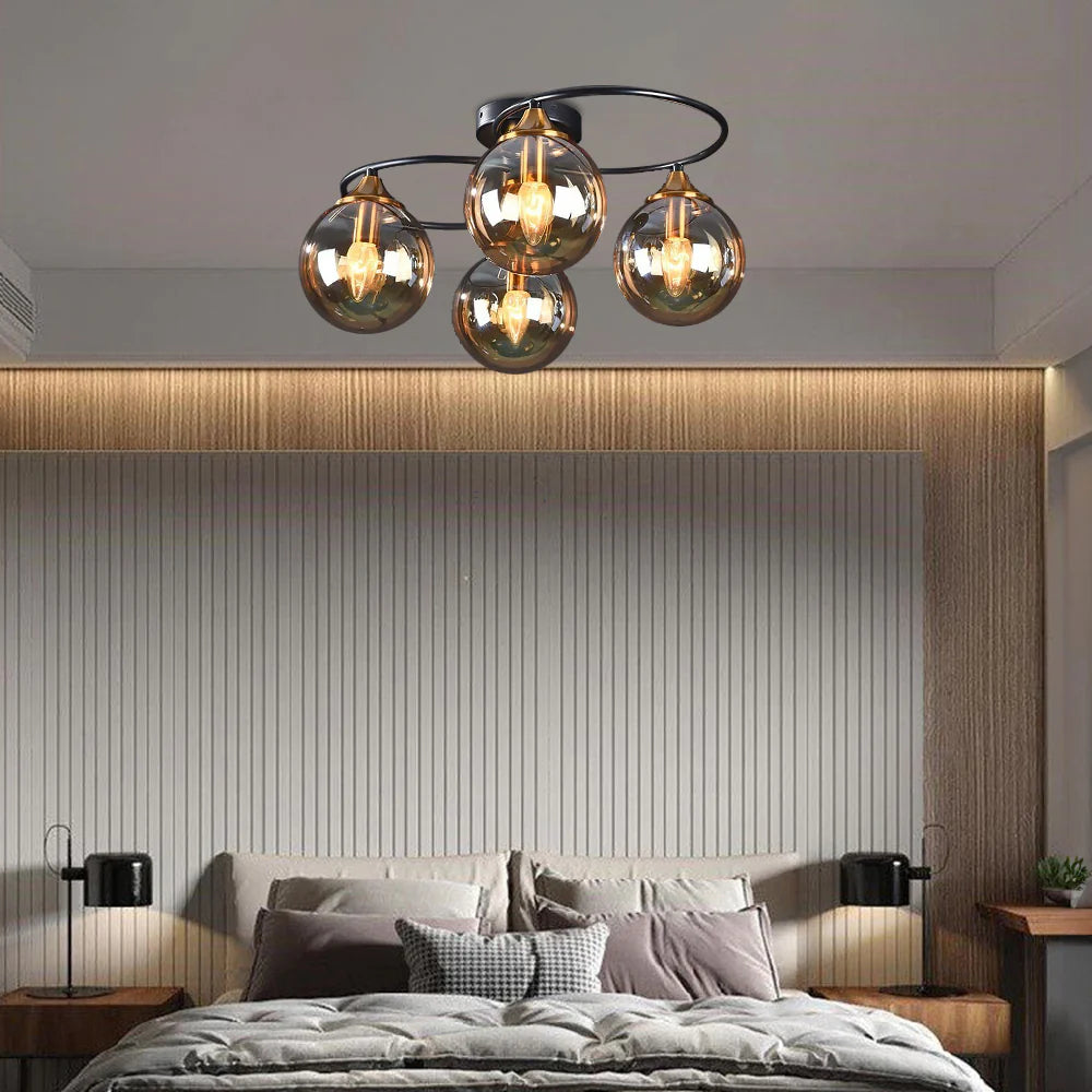 Valentina Denkenleuchte Nodic LED Kugel Schwarz Ess/Wohnzimmer Glas