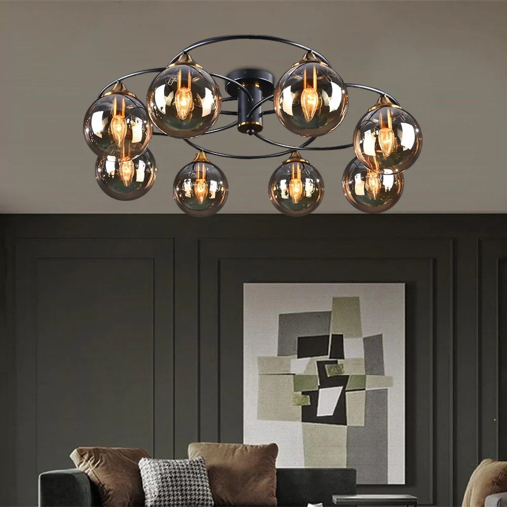Valentina Denkenleuchte Nodic LED Kugel Schwarz Ess/Wohnzimmer Glas