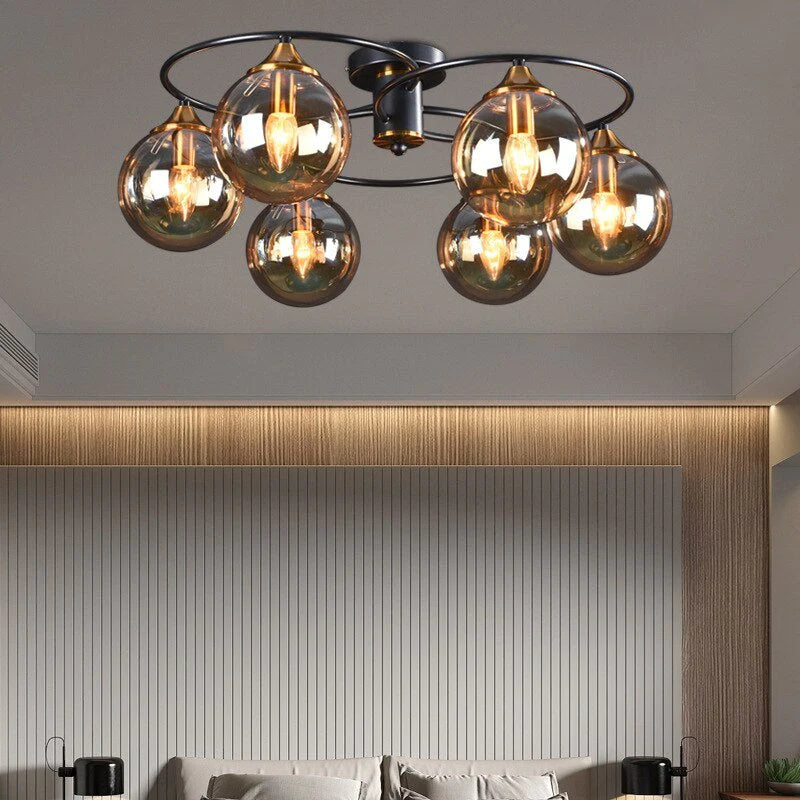 Valentina Denkenleuchte Nodic LED Kugel Schwarz Ess/Wohnzimmer Glas