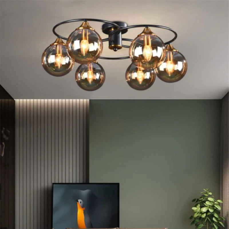 Valentina Denkenleuchte Nodic LED Kugel Schwarz Ess/Wohnzimmer Glas