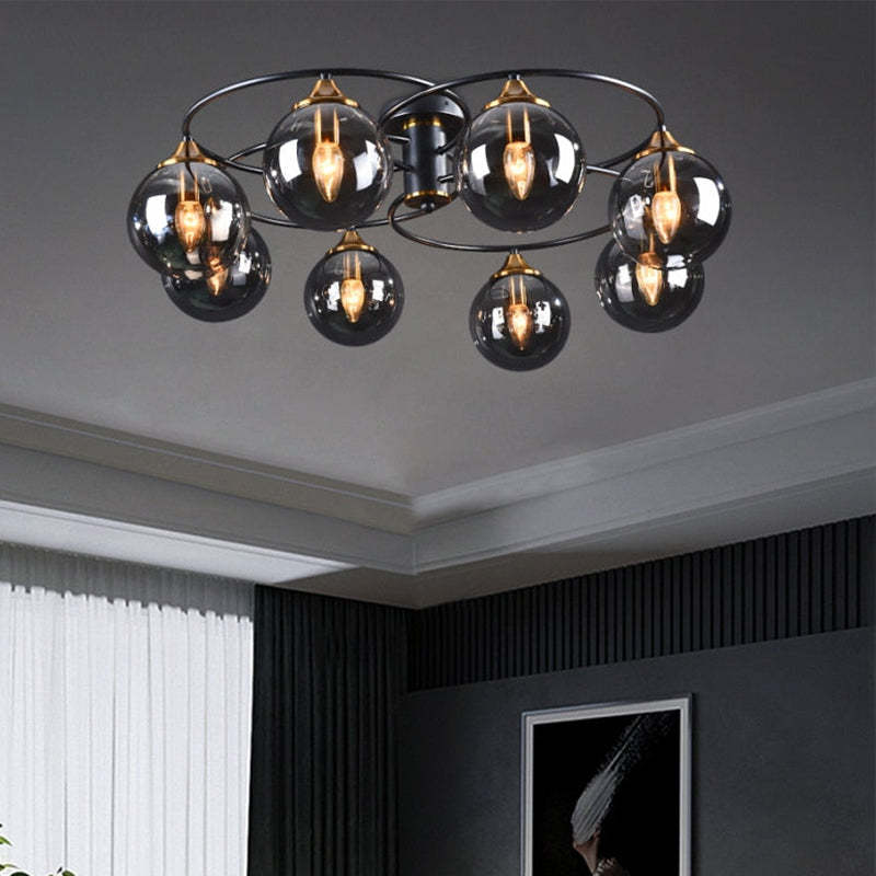 Valentina Denkenleuchte Nodic LED Kugel Schwarz Ess/Wohnzimmer Glas