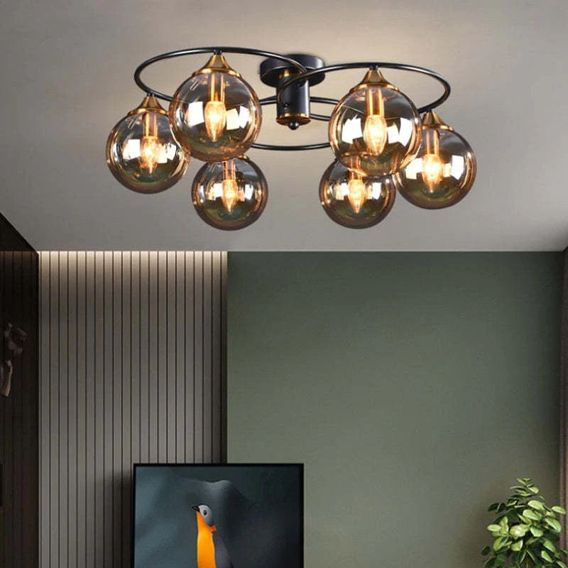 Valentina Denkenleuchte Nodic LED Kugel Schwarz Ess/Wohnzimmer Glas