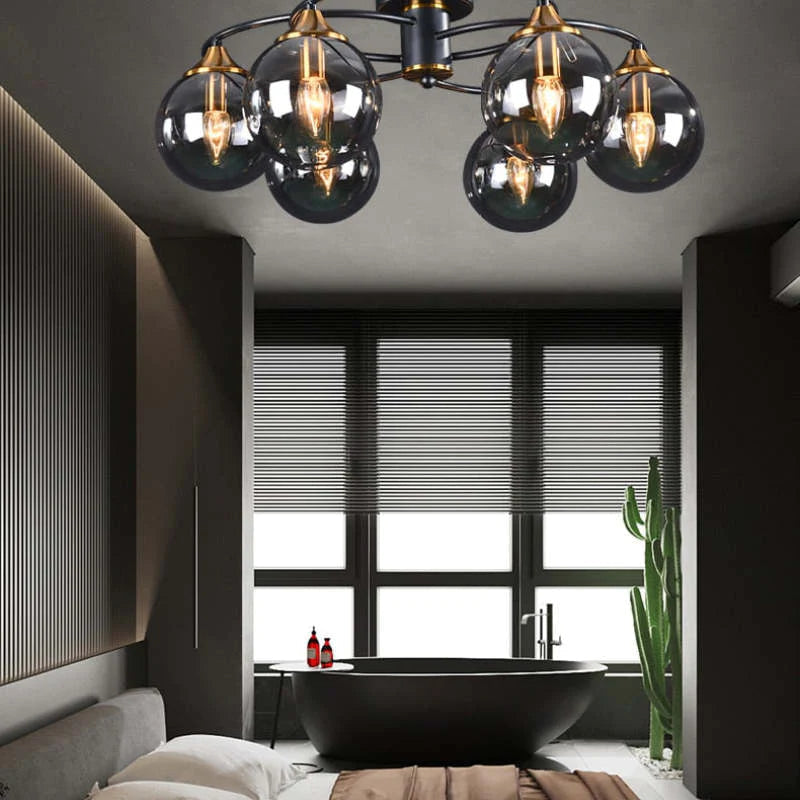 Valentina Denkenleuchte Nodic LED Kugel Schwarz Ess/Wohnzimmer Glas