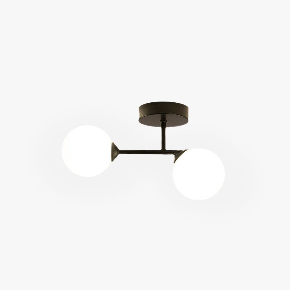 Valentina Modern LED Semi-Flush Deckenleuchte Kugel Schwarz/Gold Wohnzimmer Flur Metall&Glas
