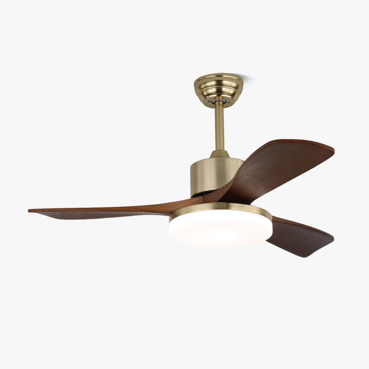 Selora Messing-Holz-Deckenventilator mit Beleuchtung