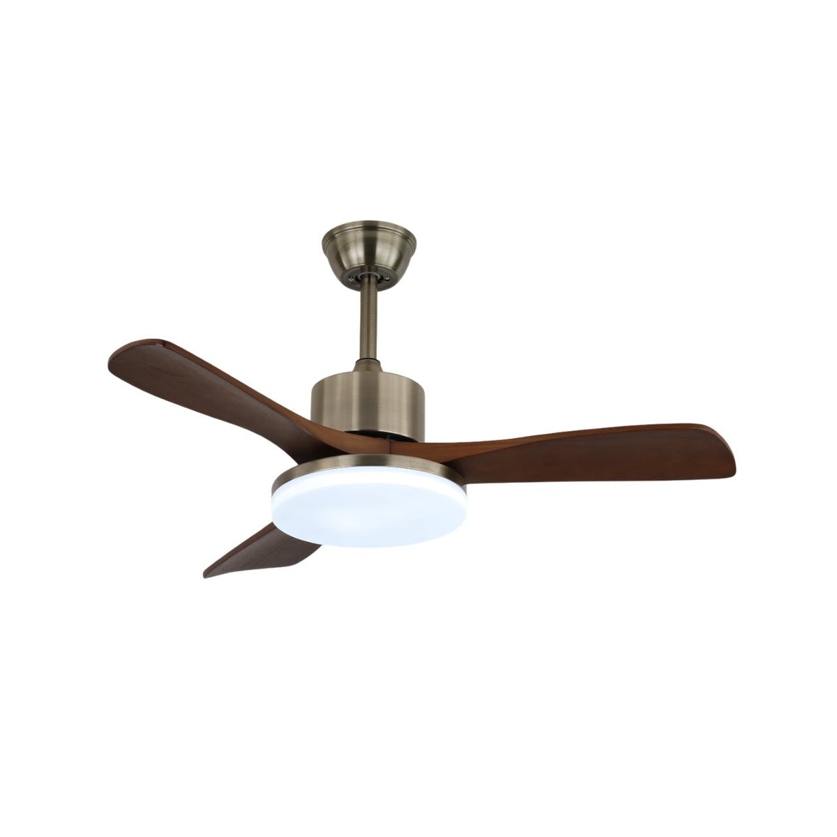 Selora Messing-Holz-Deckenventilator mit Beleuchtung