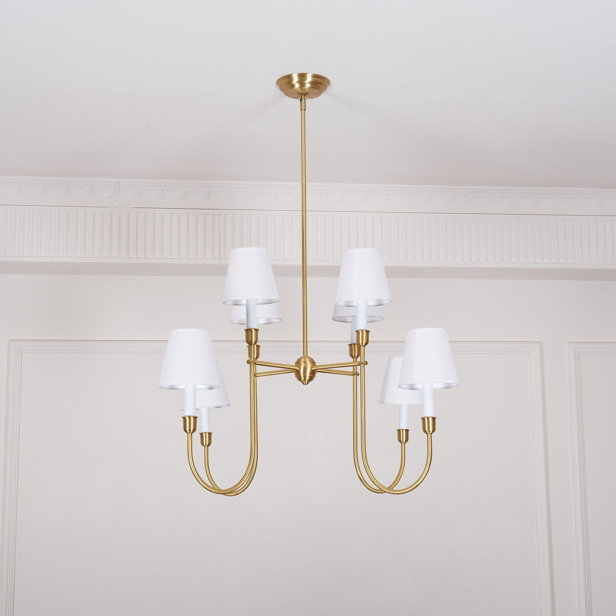 Orianine Kronleuchter Vendome Messing Weißer Lampenschirm