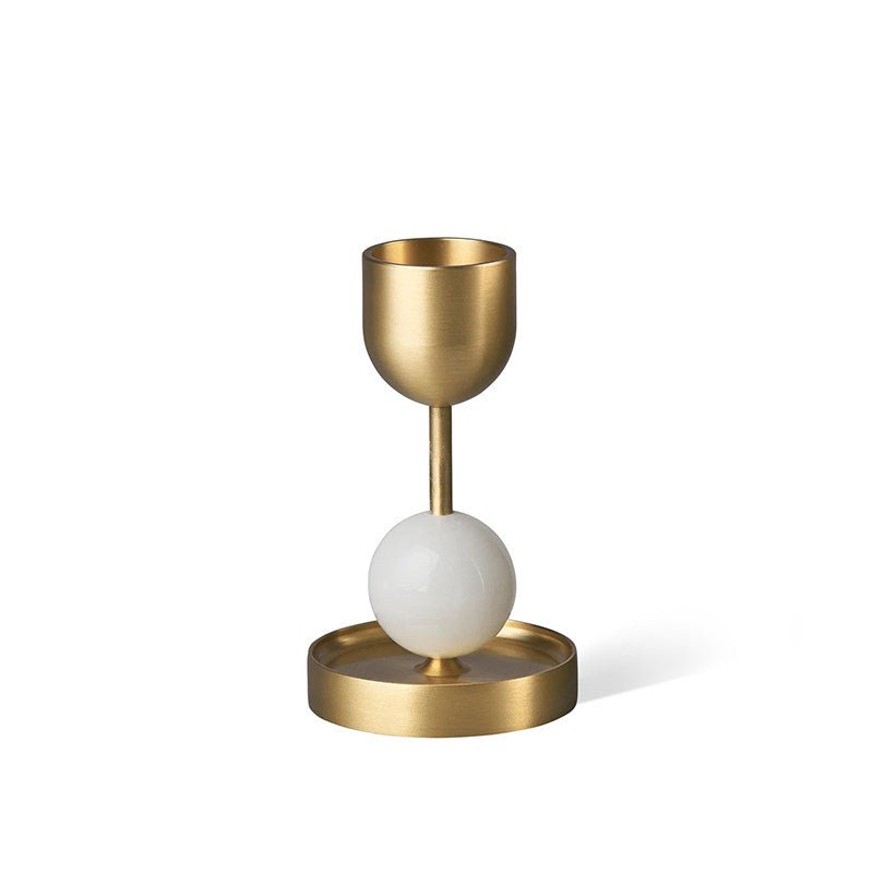 Fuldo Verdant Sphere Candle Holder gebürstetes Messing Akzent Mid-Century-Stil