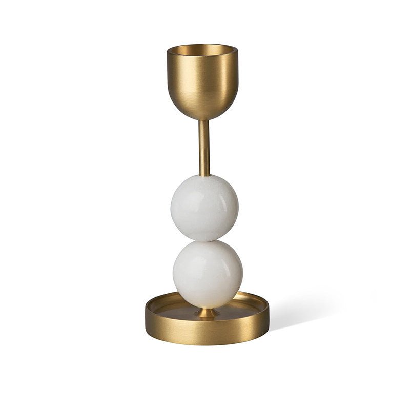 Fuldo Verdant Sphere Candle Holder gebürstetes Messing Akzent Mid-Century-Stil