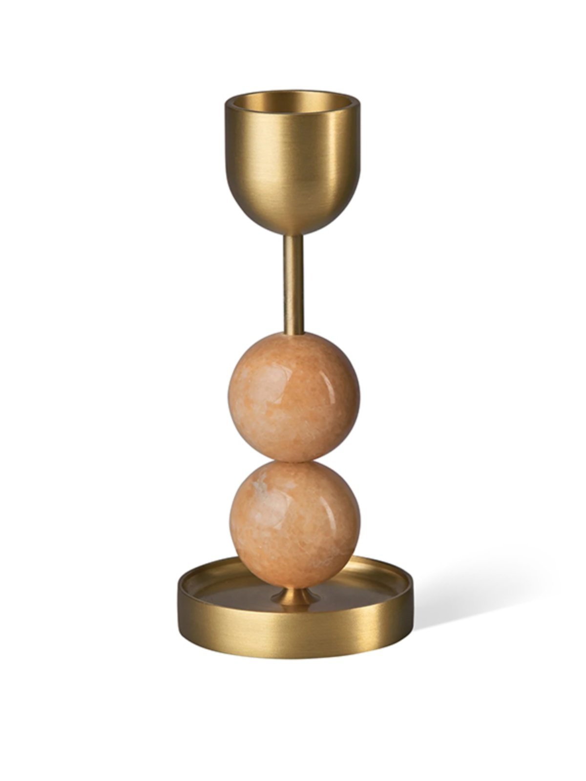 Fuldo Verdant Sphere Candle Holder gebürstetes Messing Akzent Mid-Century-Stil