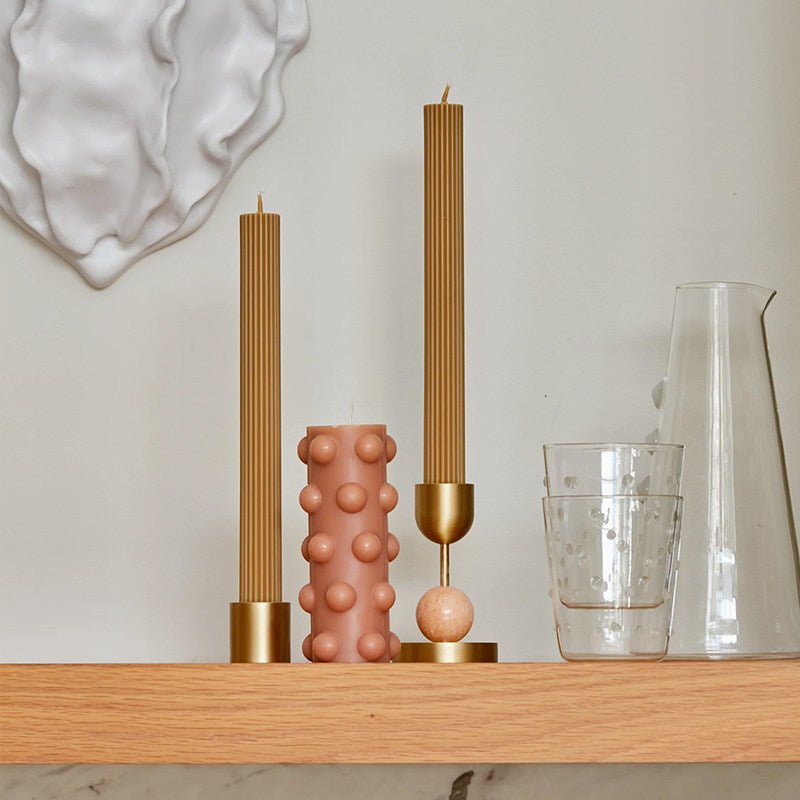 Fuldo Verdant Sphere Candle Holder gebürstetes Messing Akzent Mid-Century-Stil