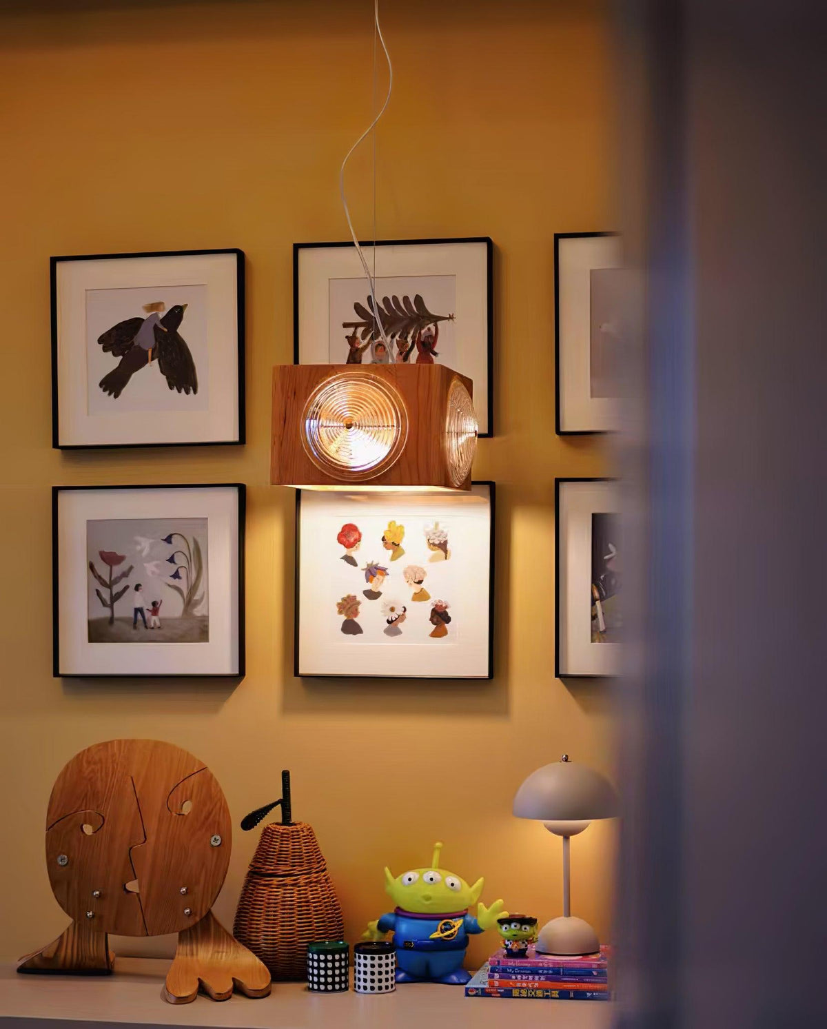 Allaeira Premium nordische Kunst Pendelleuchte aus Holz