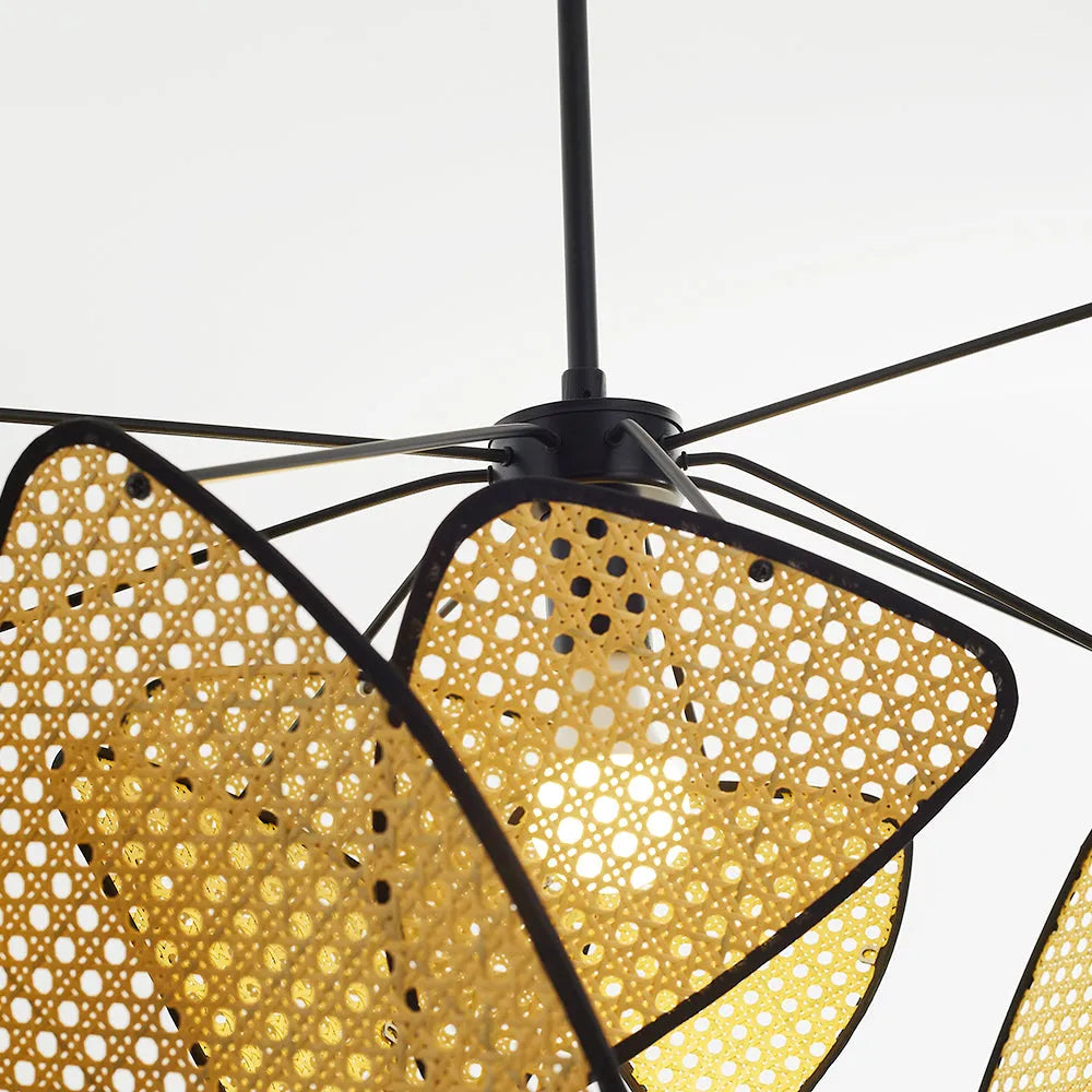 Ritta Leaf Grid Rural Handmade Rattan Pendelleuchte