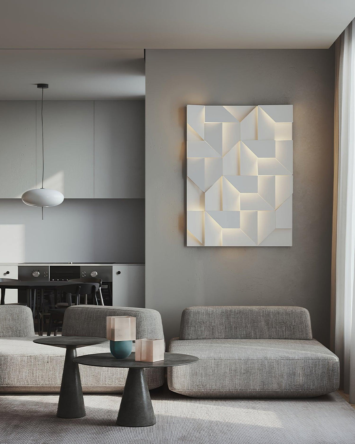 Wandleuchte 3D Geometric Panels Layered Light Art mit Fernbedienung Dimmung modern