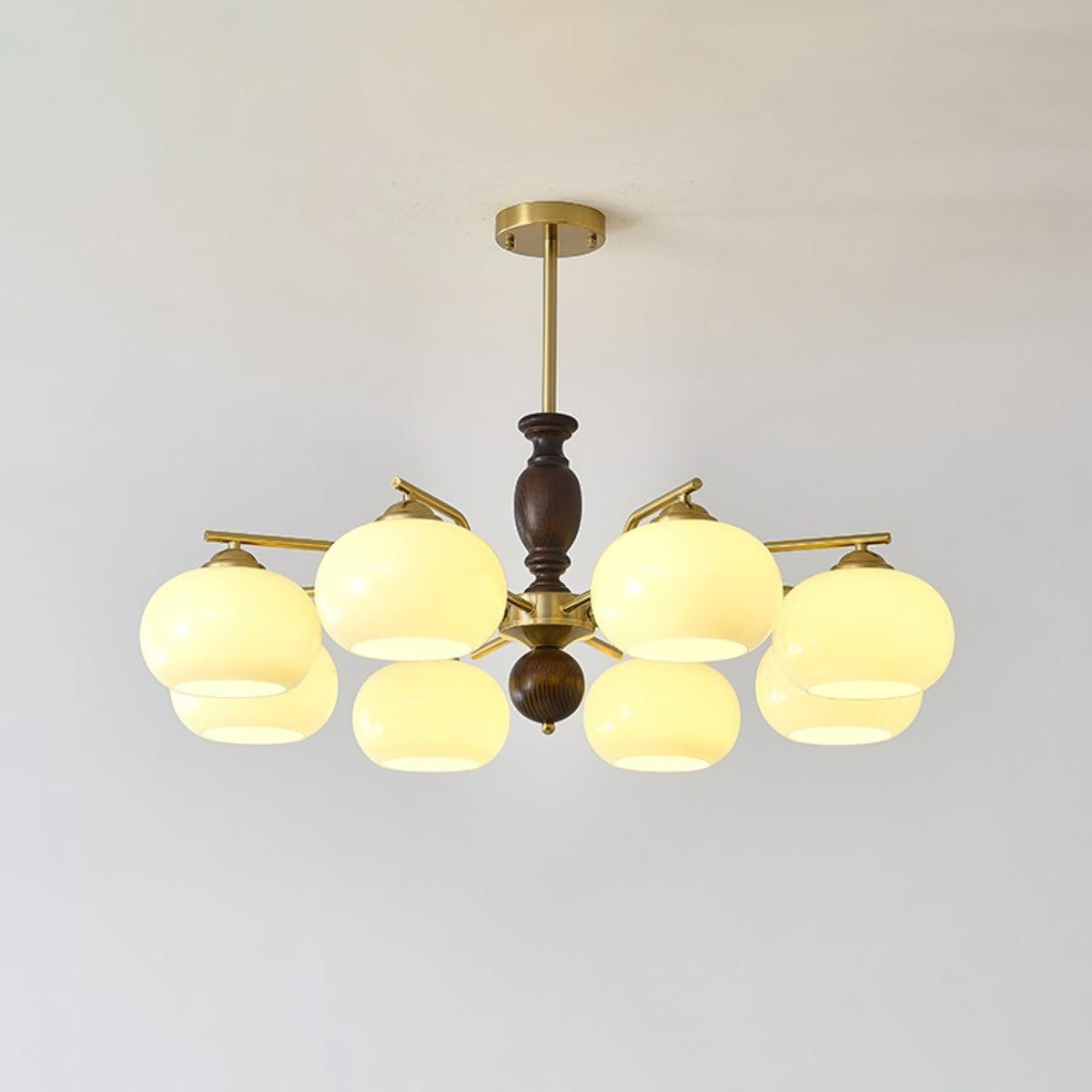 Elverora Kronleuchter aus Walnuss in Beige & Walnussfarbe