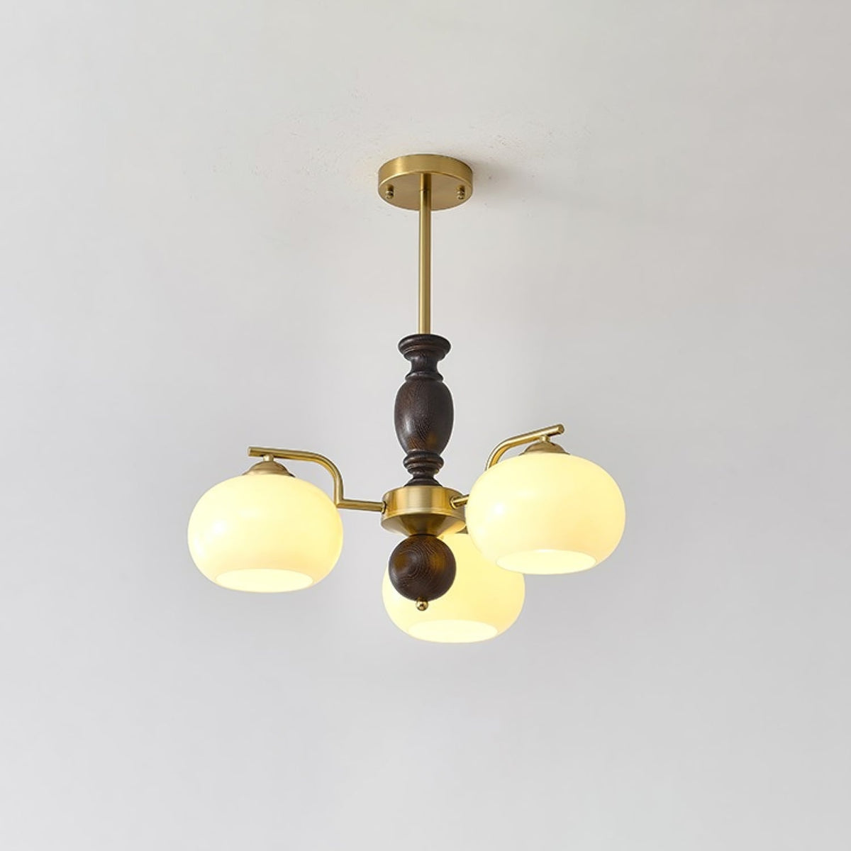 Elverora Kronleuchter aus Walnuss in Beige & Walnussfarbe