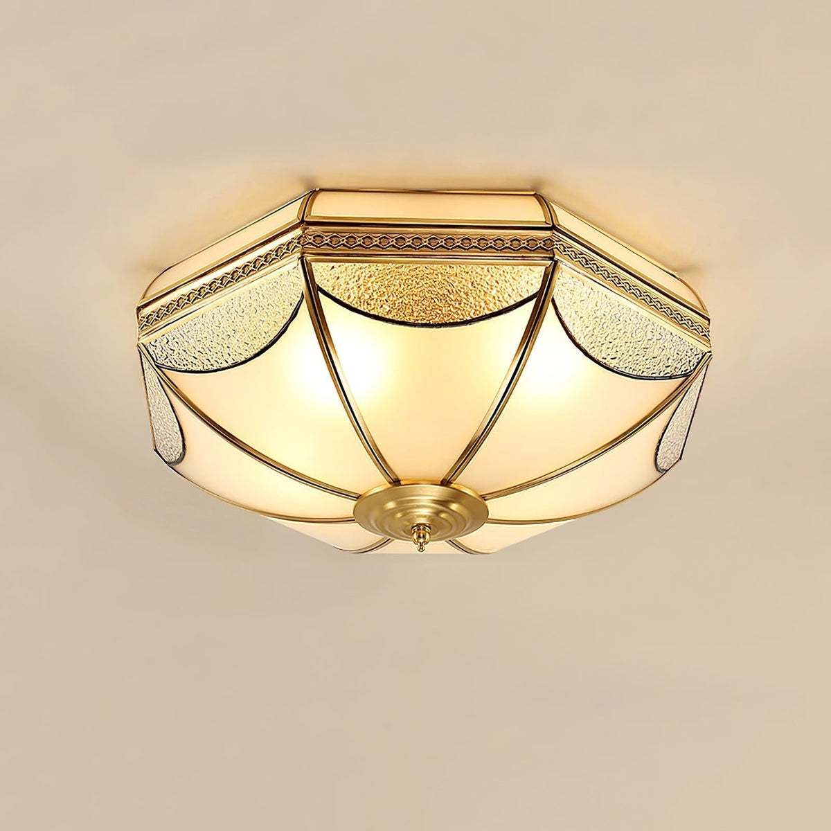 Ellaeara Deckenleuchte Kuppelform Messing Glas Lagerhausstil