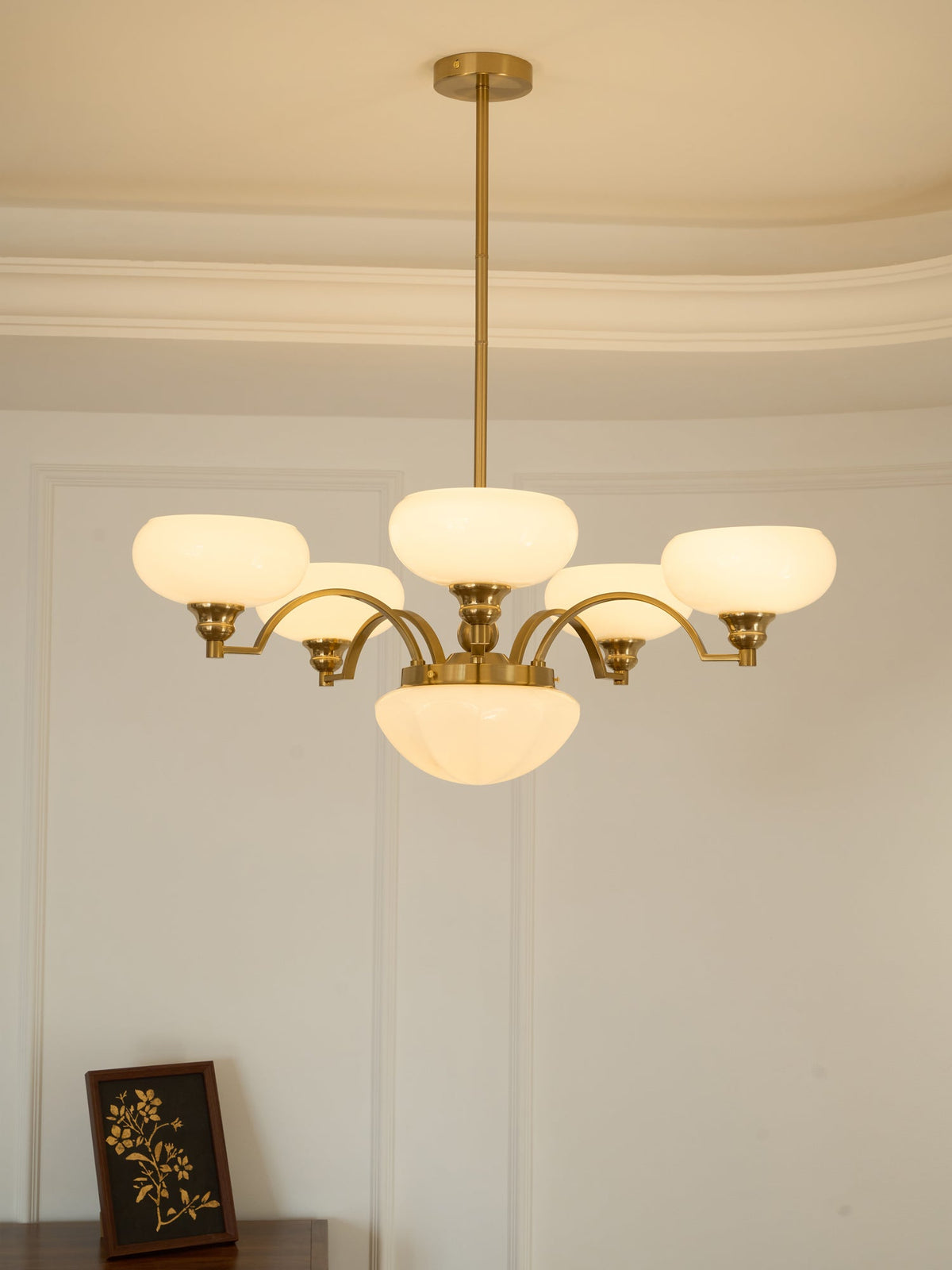Veliniel Kronleuchter Warre Satin Nickel Glas Eisen