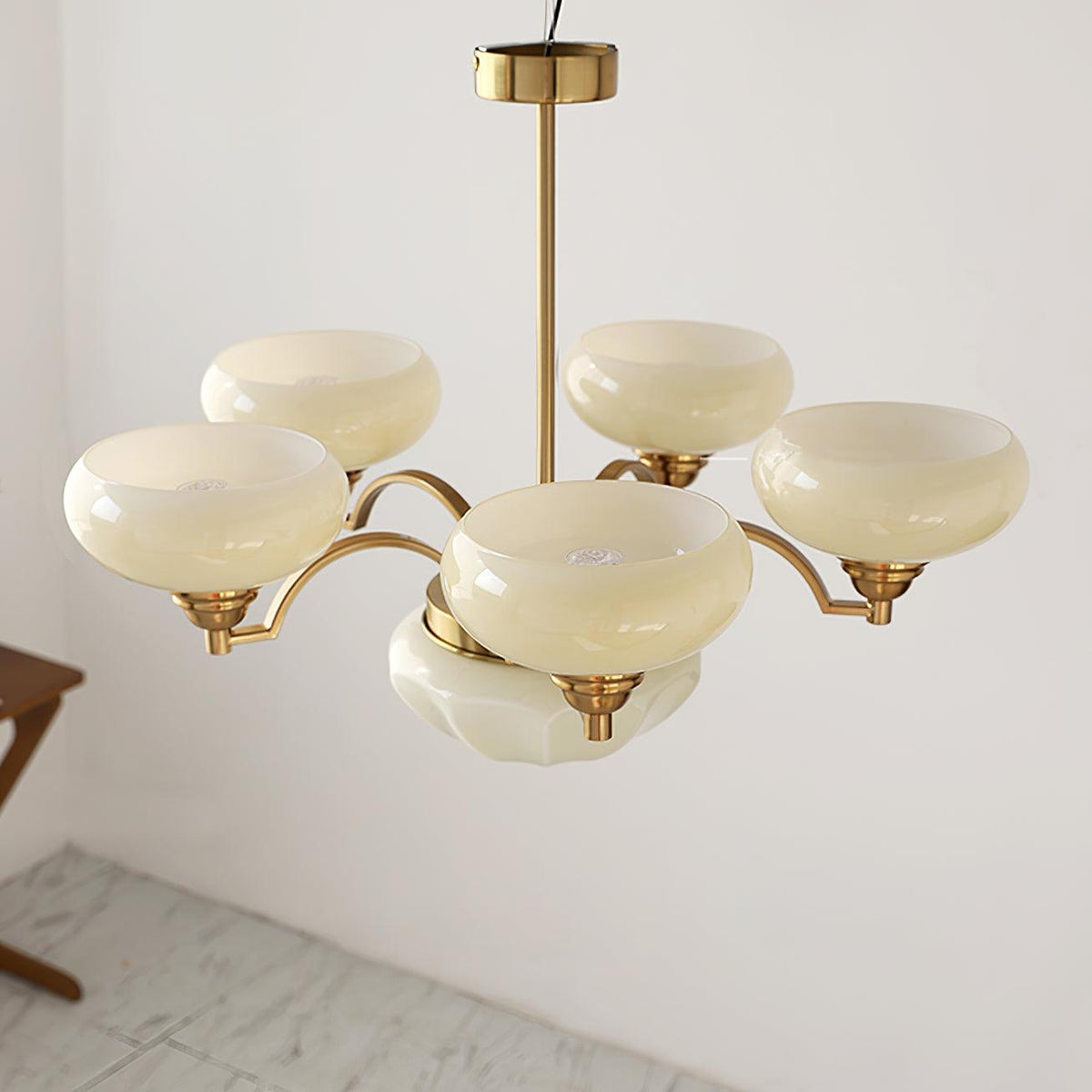 Veliniel Kronleuchter Warre Satin Nickel Glas Eisen