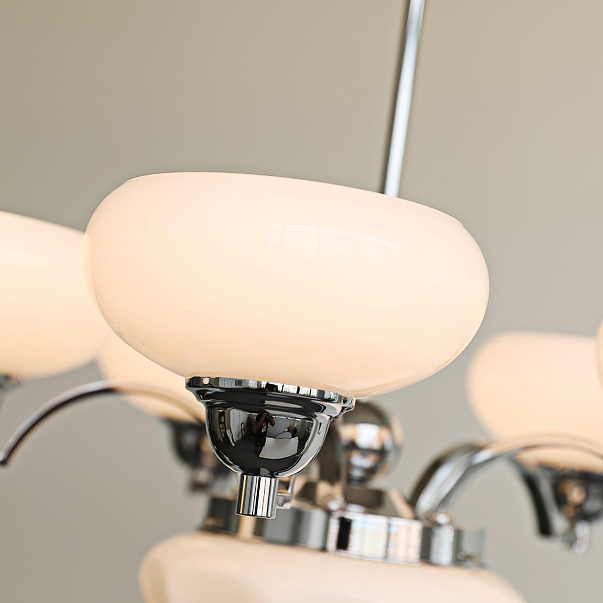 Veliniel Kronleuchter Warre Satin Nickel Glas Eisen