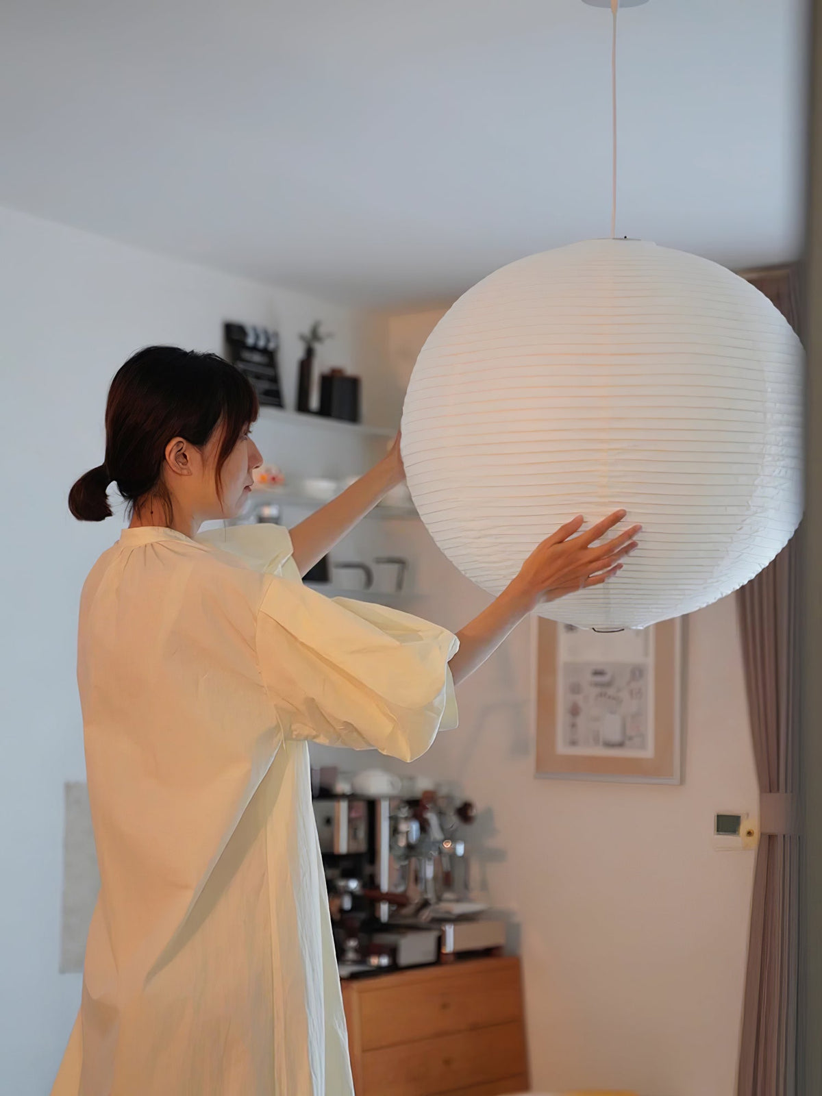 Lunerelle Pendelleuchte aus Papier für Wohnzimmer