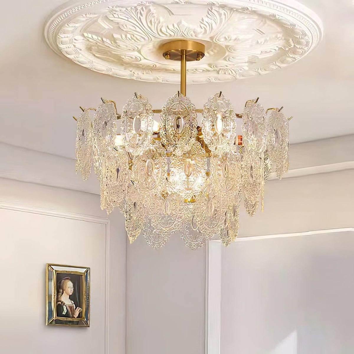 Dallion Kronleuchter Wellenglas Schmiedeeisen Elegant