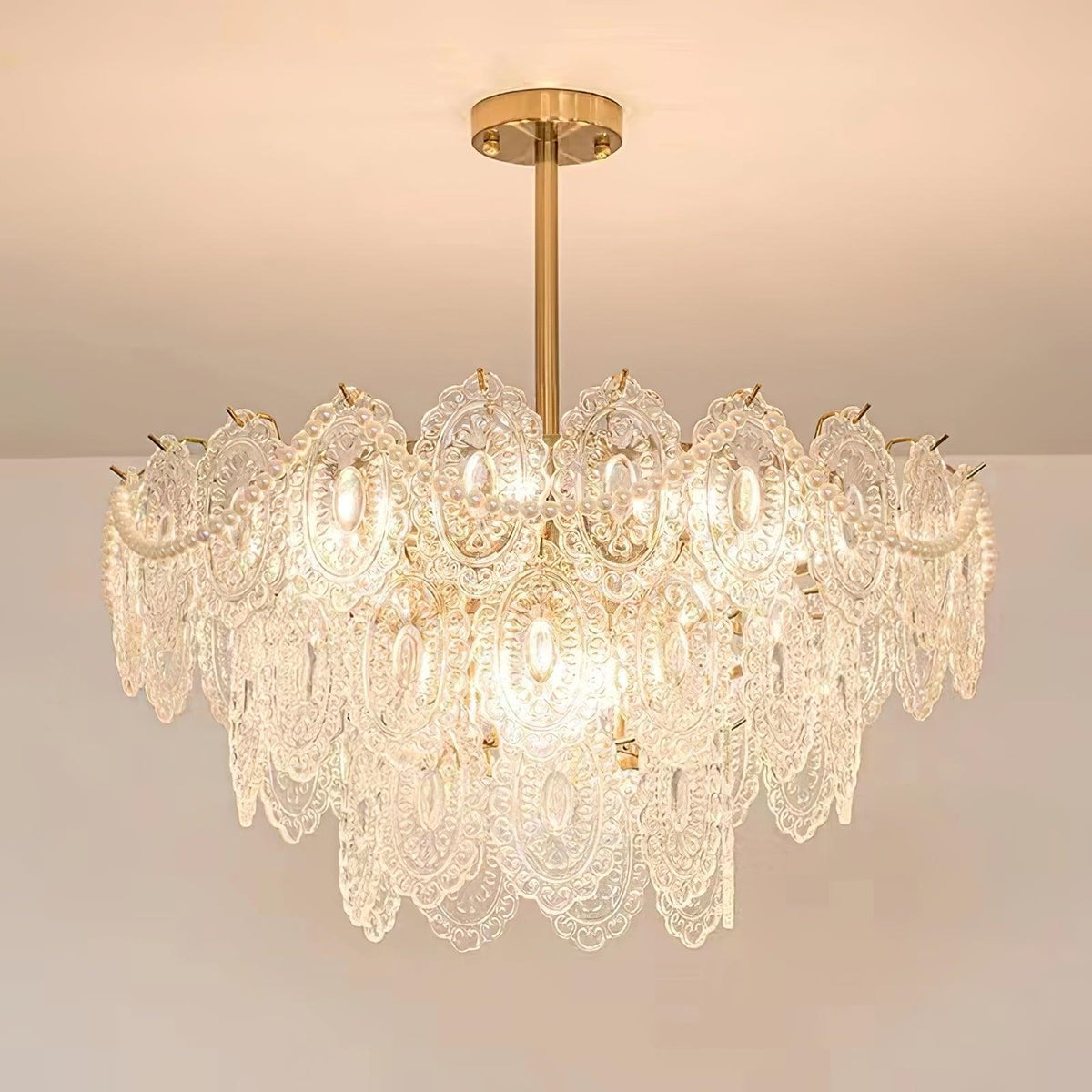 Orieleon Kronleuchter Wave Pearl Gold moderne