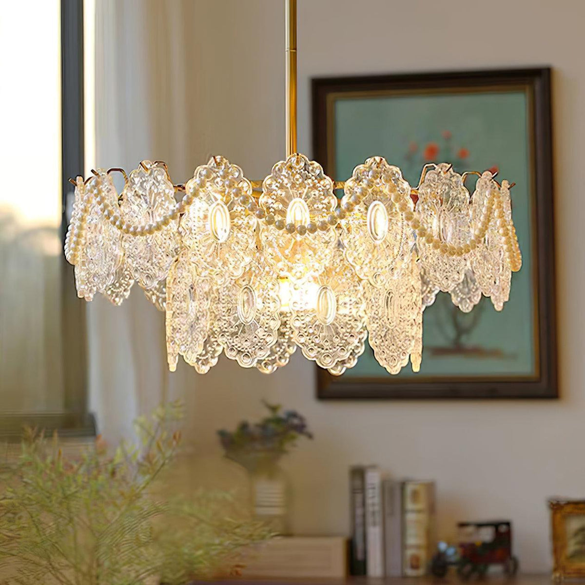 Orieleon Kronleuchter Wave Pearl Gold moderne
