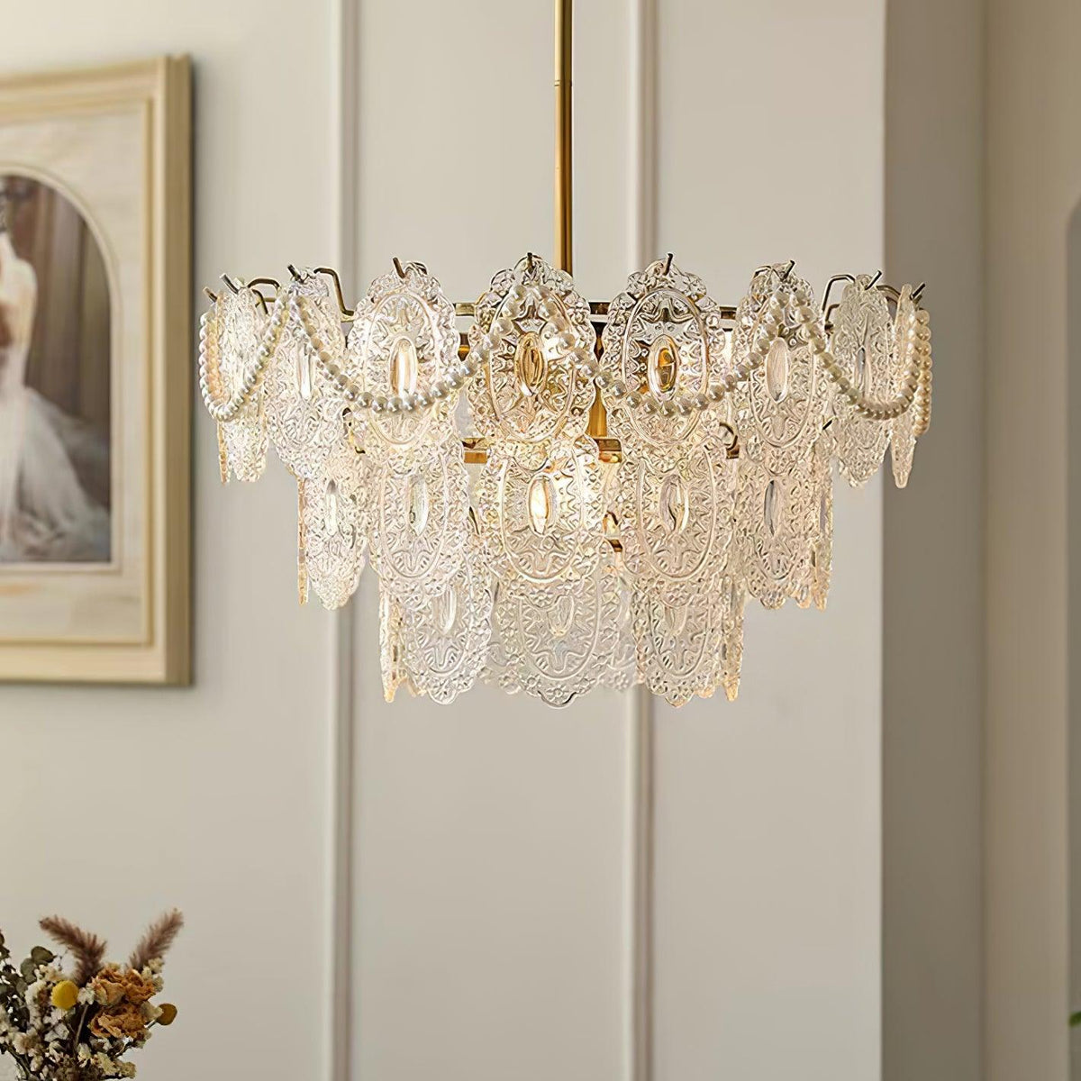 Orieleon Kronleuchter Wave Pearl Gold moderne